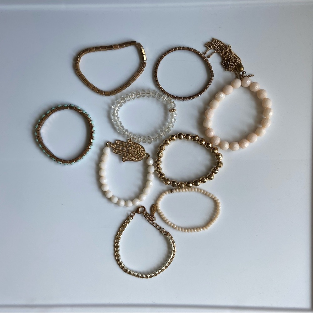 Bracelet set (white, gold, turquoise)